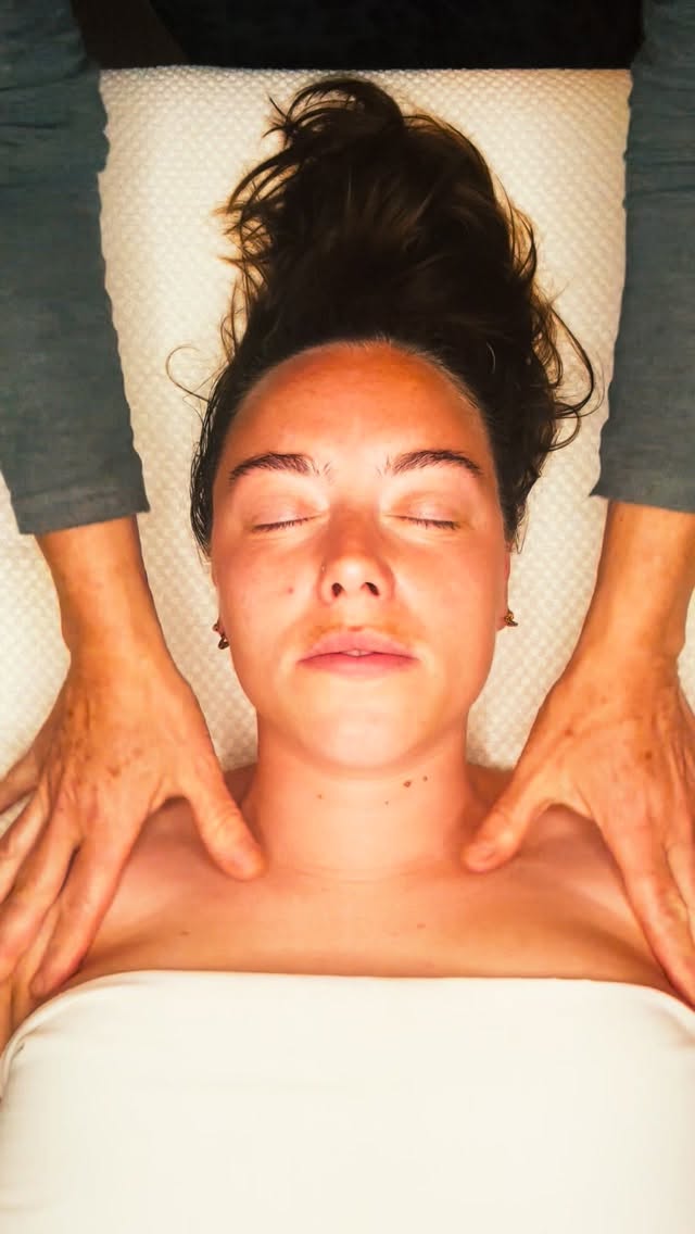 Somatic facial massage in progress
